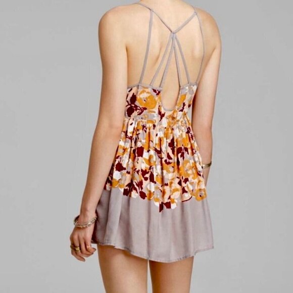 Free People Intimately Voile Floral Strappy Mini Tank Slip Dress Summer Small - Picture 2 of 9